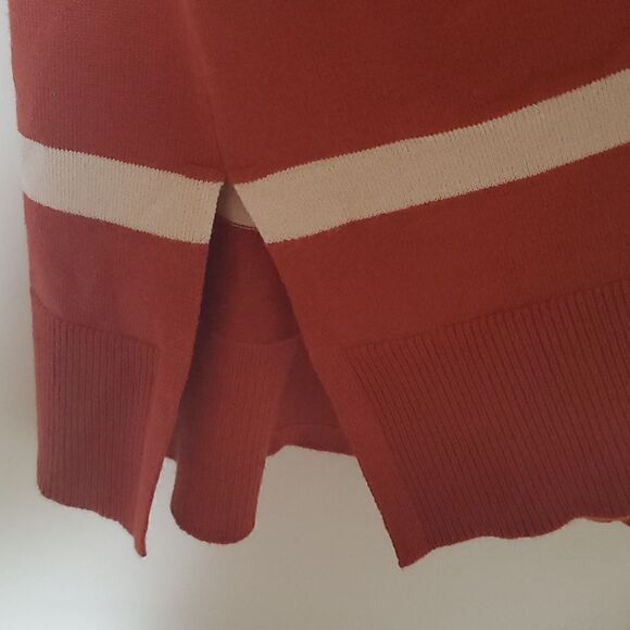 Love Ellie by Stitch Fix Neely Two Pocket Open Front Striped Cardigan Cognac XS - Picture 7 of 9